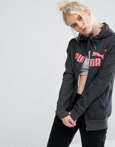 Худи на молнии с коралловым логотипом Puma - Серый