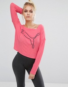 Свободная футболка с длинным рукавом и oversize-логотипом Puma - Розовый