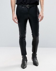Супероблегающие строгие брюки с леопардовым принтом ASOS - Черный