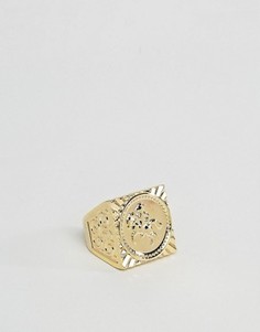 Позолоченное кольцо с совереном ASOS - Золотой