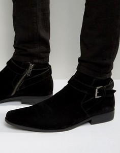 Черные ботинки челси из искусственной замши с ремешками ASOS - Черный