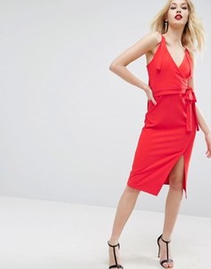 Платье миди с оборкой ASOS Valentine - Красный