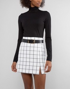Кожаный ремень с золотистой пряжкой New Look - Черный