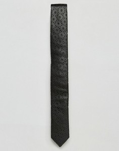 Узкий галстук из искусственной кожи с тиснением ASOS - Черный