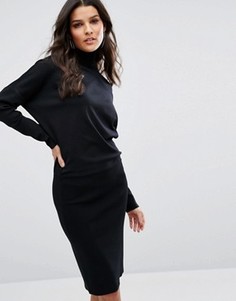 Трикотажное платье с высоким воротом Selected Femme - Черный