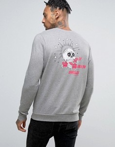 Свитшот с принтом черепа на груди и спине ASOS - Серый