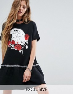 Платье-свитшот с оборками по краю Reclaimed Vintage - Черный