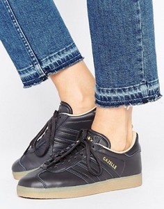 Черные кожаные кроссовки с каучуковой подошвой adidas Originals Gazelle - Черный