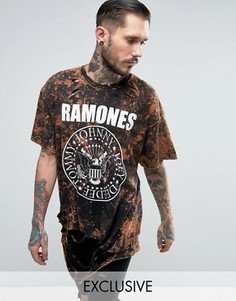 Oversize-футболка с принтом Ramones спереди и сзади Reclaimed Vintage - Черный