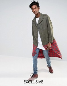 Куртка в стиле милитари со вставкой тартан Reclaimed Vintage - Зеленый