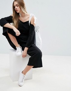 Трикотажный комбинезон с завязками из корсажной ленты ASOS - Черный