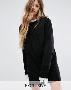 Платье-футболка с очень длинными рукавами Reclaimed Vintage - Черный