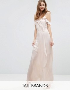 Платье макси с открытыми плечами и оборками спереди Vero Moda Tall - Розовый