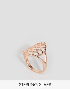 Покрытое розовым золотом серебряное кольцо с отделкой соты Lavish Alice - Золотой