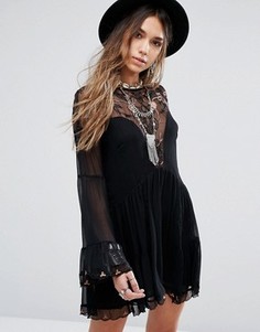 Платье мини Free People Panama City - Черный