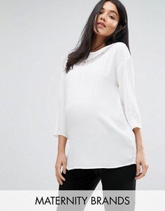 Топ с кружевной вставкой Mamalicious - Белый Mama.Licious