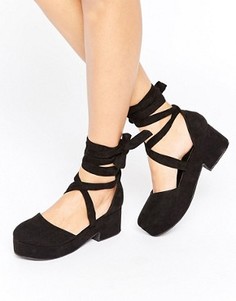 Туфли на массивной подошве с завязкой ASOS OBLIVIAN - Черный