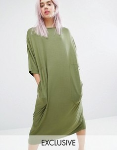 Свободное платье-футболка миди Monki - Черный
