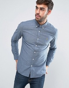 Темно-синяя оксфордская рубашка узкого кроя с 2-цветным плетением Farah Steen - Темно-синий