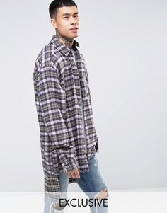 Фланелевая oversize-рубашка с удлиненной кромкой-вставкой Reclaimed Vintage - Фиолетовый