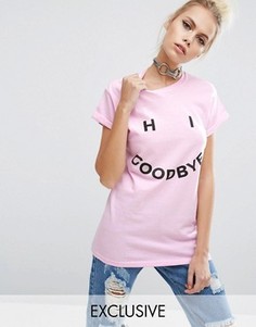 Футболка бойфренда с принтом Hi Goodbye Adolescent Clothing - Розовый