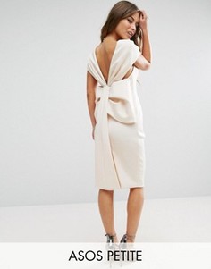 Платье миди с бантом сзади ASOS PETITE Premium - Бежевый
