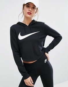 Черный укороченный худи Nike - Черный