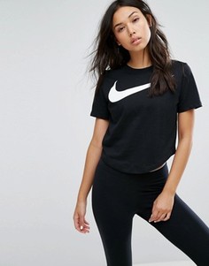 Черный кроп-топ с галочкой Nike - Черный