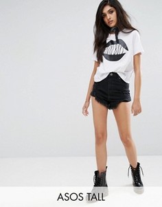 Черные рваные шорты ASOS TALL - Черный