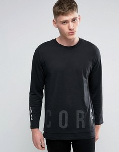 Удлиненный лонгслив с принтом у кромки и на спине Jack &amp; Jones - Черный
