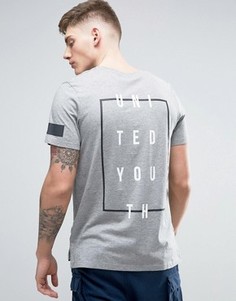 Длинная футболка с принтом на спине Jack &amp; Jones - Серый