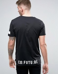Длинная футболка с принтом на спине Jack &amp; Jones - Черный