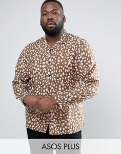 Рубашка классического кроя с отложным воротником и принтом ASOS PLUS - Зеленый