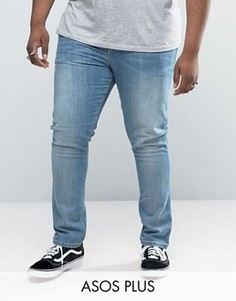Светлые супероблегающие джинсы ASOS PLUS - Синий
