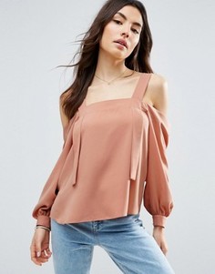 Мягкий топ с открытыми плечами ASOS - Розовый