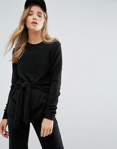 Трикотажный джемпер с завязкой спереди New Look - Черный