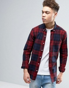 Бордовая рубашка скинни в клетку ASOS - Красный