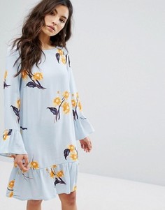 Свободное платье с оборками и принтом Vila - Мульти