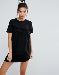 Платье с присборенной юбкой с оборкой ASOS - Черный