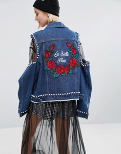 Джинсовая куртка с нашивками STYLENANDA - Синий