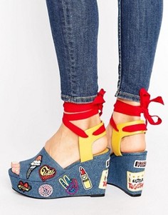 Джинсовые сандалии на танкетке с нашивками Tommy Hilfiger Gigi Hadid - Мульти
