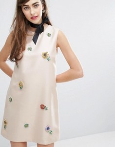 Цельнокройное платье с 3D отделкой E.F.L.A - Кремовый