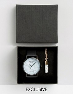 Подарочный набор с часами и мраморной подвеской Reclaimed Vintage - Черный