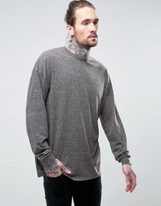 Фактурный лонгслив-oversize со свободными рукавами ASOS - Серый
