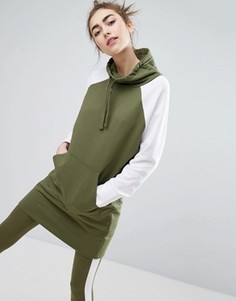 Платье-свитшот в стиле колор блок Monki - Зеленый