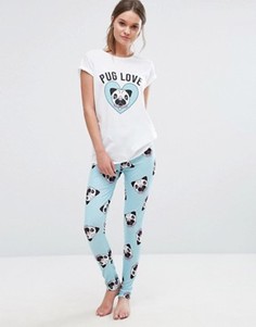 Пижама Boohoo Pug Love - Синий