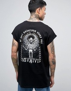 Oversize-футболка без рукавов с черепом на спине ASOS x Princes Trust - Черный