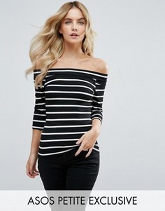 Полосатый топ с широким вырезом и рукавами 3/4 ASOS PETITE - Мульти