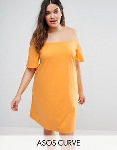 Платье мини с открытыми плечами ASOS CURVE - Оранжевый