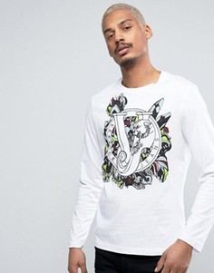 Белый лонгслив с крупным принтом Versace - Белый